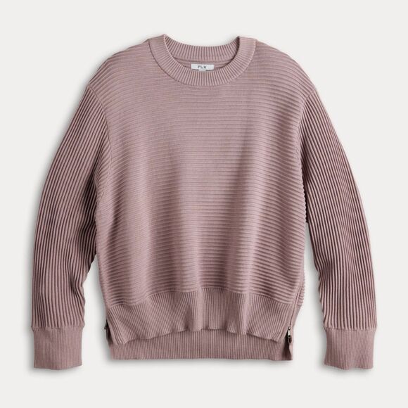 New Women's FLX Sweater Size XXL Plum Ottoman Stitch Pullover - Picture 1 of 13